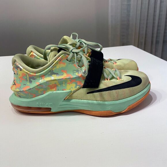 Nike KD 7 Easter Green Youth Lace Up Low Top Camouflage Sneakers US Size 5.5Y - Picture 2 of 10